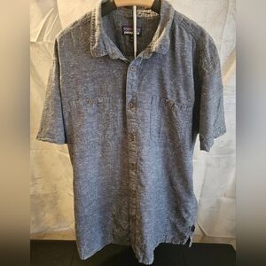 Patagonia Worn Wear Hemp Organic Cotton Button Up Shirt Short Sleeve XXL